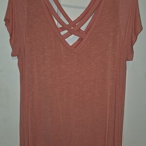 Women's Coral Crisscross V-Neck Top